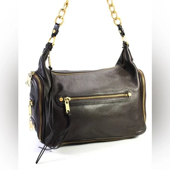 NWOT genuine leather brown pebbles Alexis Hudson Handbag gold toned hardware - Picture 2 of 16